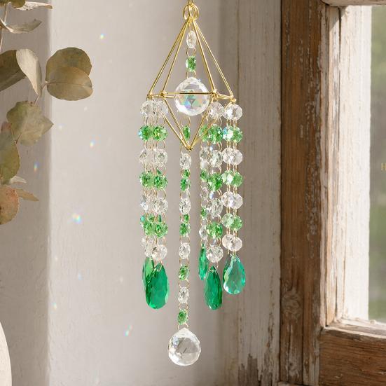 Faux Crystal Suncatcher Wind Chimes for Outside, Prisms Window Hanging Rainbow Maker for Garden Home Indoor Outdoor Decor