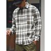 American Retro Flannel Brushed Loose Plaid Shirt Men's Spring and Autumn Jacket Foreign Trade Men's Casual Plaid Shirt