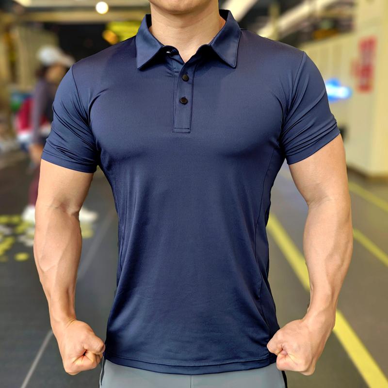 T-shirt da Corsa Sottile a Maniche Corte ad Asciugatura Rapida in Seta di Ghiaccio da Uomo, T-shirt da Fitness Larga con Scollo a Revers, Maglia da Calcio Basket, Abbigliamento Sportivo