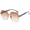 New European and American plain makeup large frame frameless sunglasses gradual change color versatile sunglasses women's fashion sunglasses