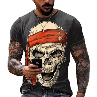 Totenkopf T-Shirt Kurzarm Sommer Trendy Herren Hot 3D Digital bedrucktes Top Shirt