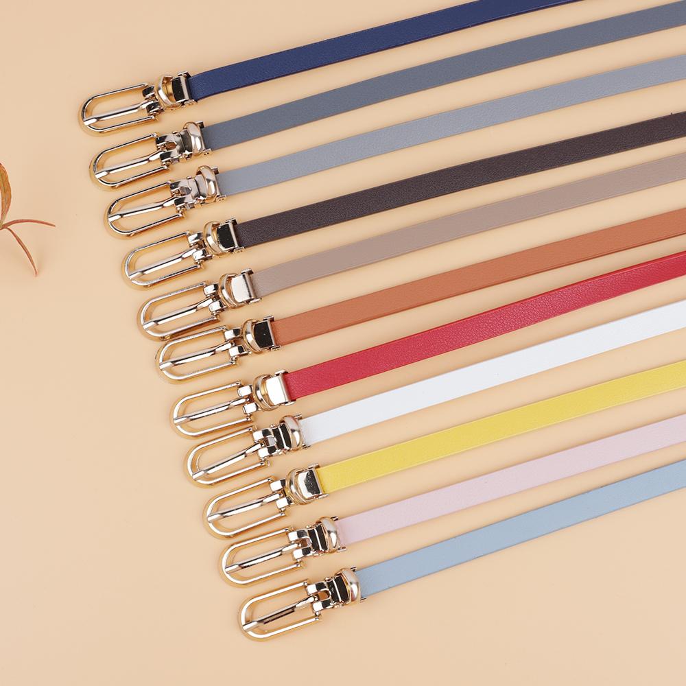 Cheap Korean Style Multi-color Ladies Thin Steel Pin Buckle PU Leather Skinny Belt