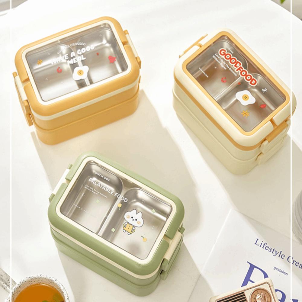 2 Layer Lunch Storage Container Stainless Steel Food Container Compartment Lunch Box  For Picnics