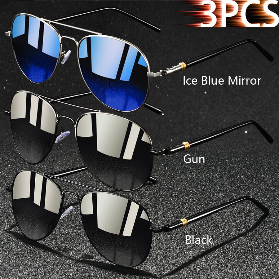 1PCS Vintage Ellipse Metal Frame Pilot Sunglasses Men Women UV400 Night Vision Fishing Driving Eyewear