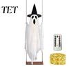 Altalena fantasma luminoso di Halloween con cappello da strega, altezza regolabile, Decorazioni per giardino festività spettrali controllate da telecomando, Luminosità,