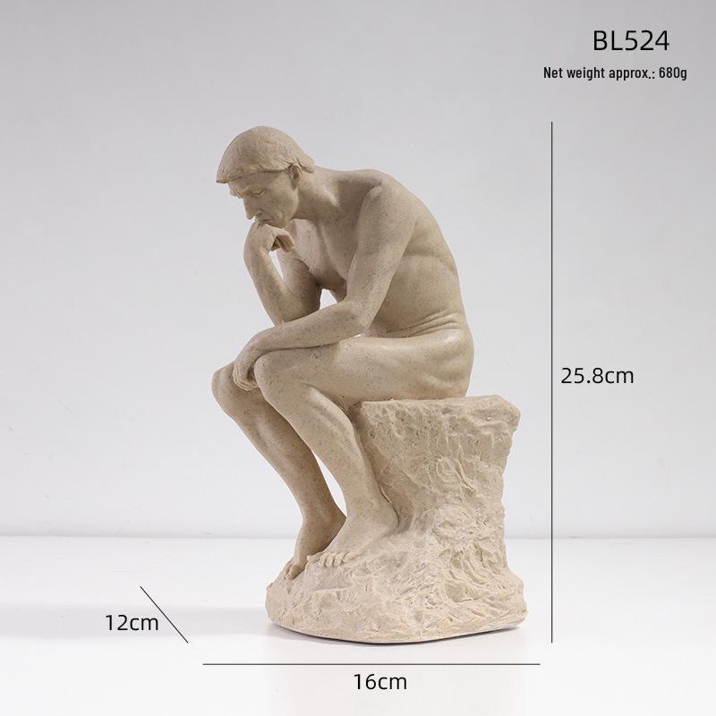 European Style Thinker Sculpture: Creative Ornament for Bookcases and Wine Cabinets