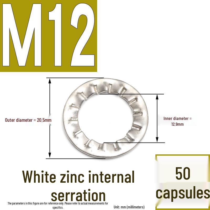 304 Stainless Steel External & Internal Tooth Lock Washer, Anti-Slip, Anti-Loosening, Size M6-M30