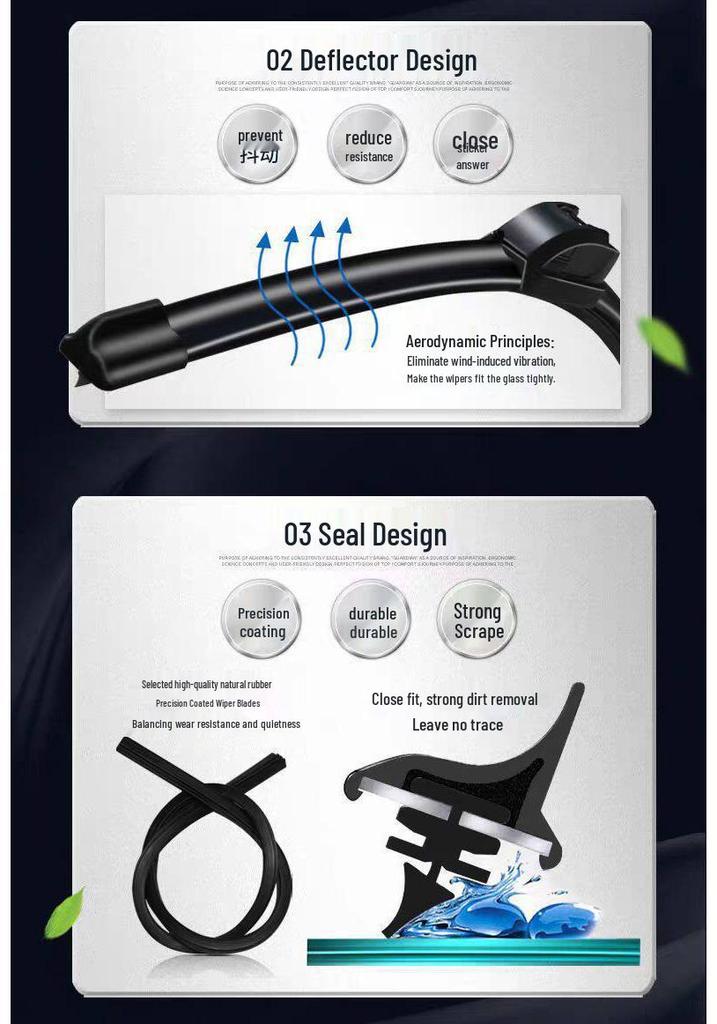 Geely Emgrand GL Wiper Blade Set: Fits 2017-2019 Models, Sizes 17"-20" with Rubber Strip and Boneless Design