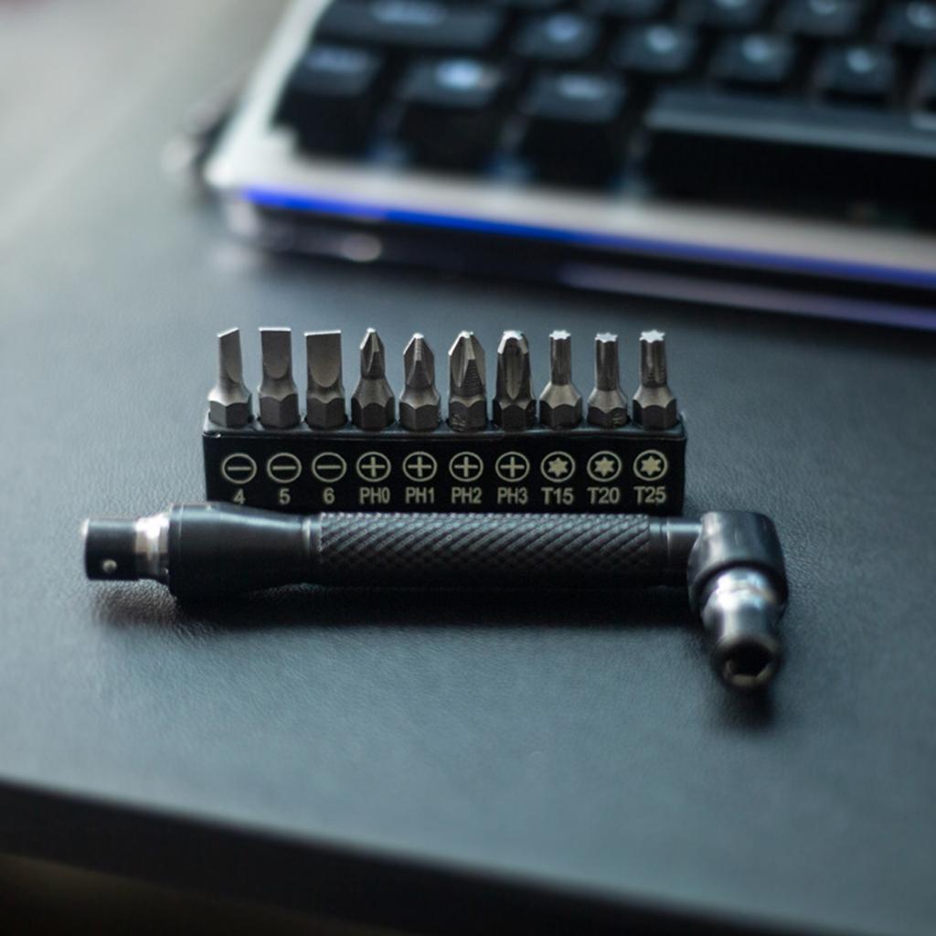 L-shaped 1/4 Hex Socket Wrench Screwdriver Bit Tool Set for Home Garage Hexagonal Screwdriver Bit Wrench with 10Pcs Bits