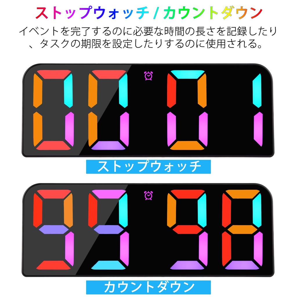 Koolertron Large Screen Digital Clock Wall Hanging Tabletop Capital Letters Large Alarm Clock Display Alarm Countdown Countup Stopwatch with Remote