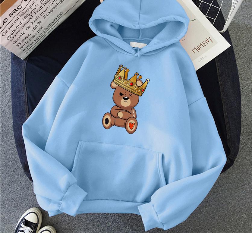 Fashion Cartoon Women's Hoodie Teddy Bear Print Hoodies Women Streetwear Pullover Harajuku Unisex Sweatshirt Oversized Clothes
