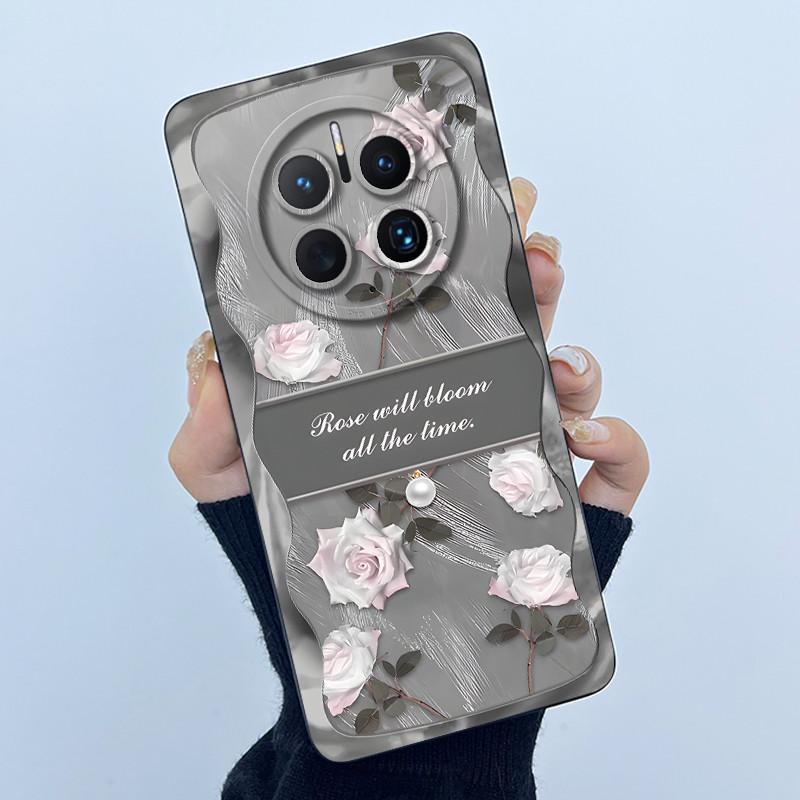 For Huawei Mate 50 50 Pro 50E Phone Case Mate50 Cover Fashion Simplicity Flowers Soft Liquid Silicone Shell For Mate50Pro Fundas