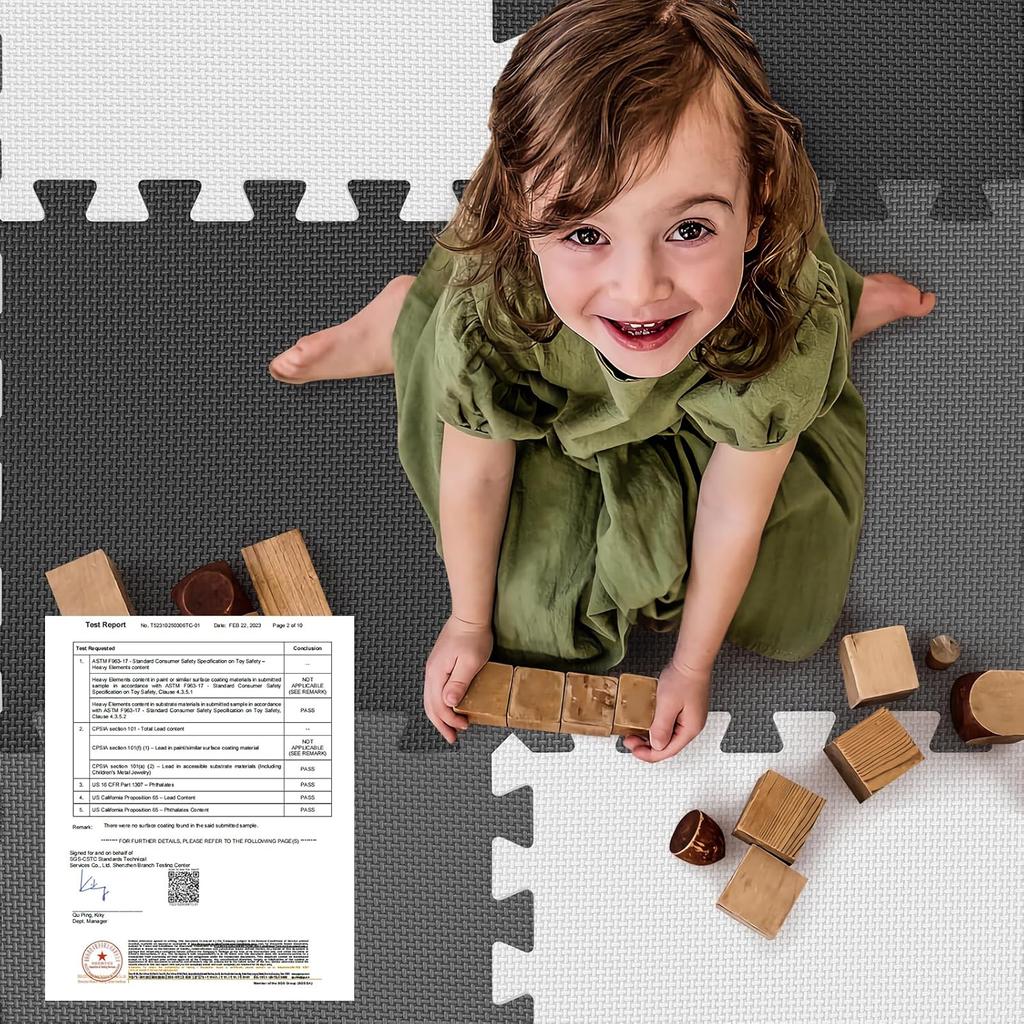 16 Pcs Baby Play Mat for Floor, EVA Foam Baby Play Mat with 0.6 Inch Thick Interlocking Carpet Tiles,Foam Floor Tiles for Babies