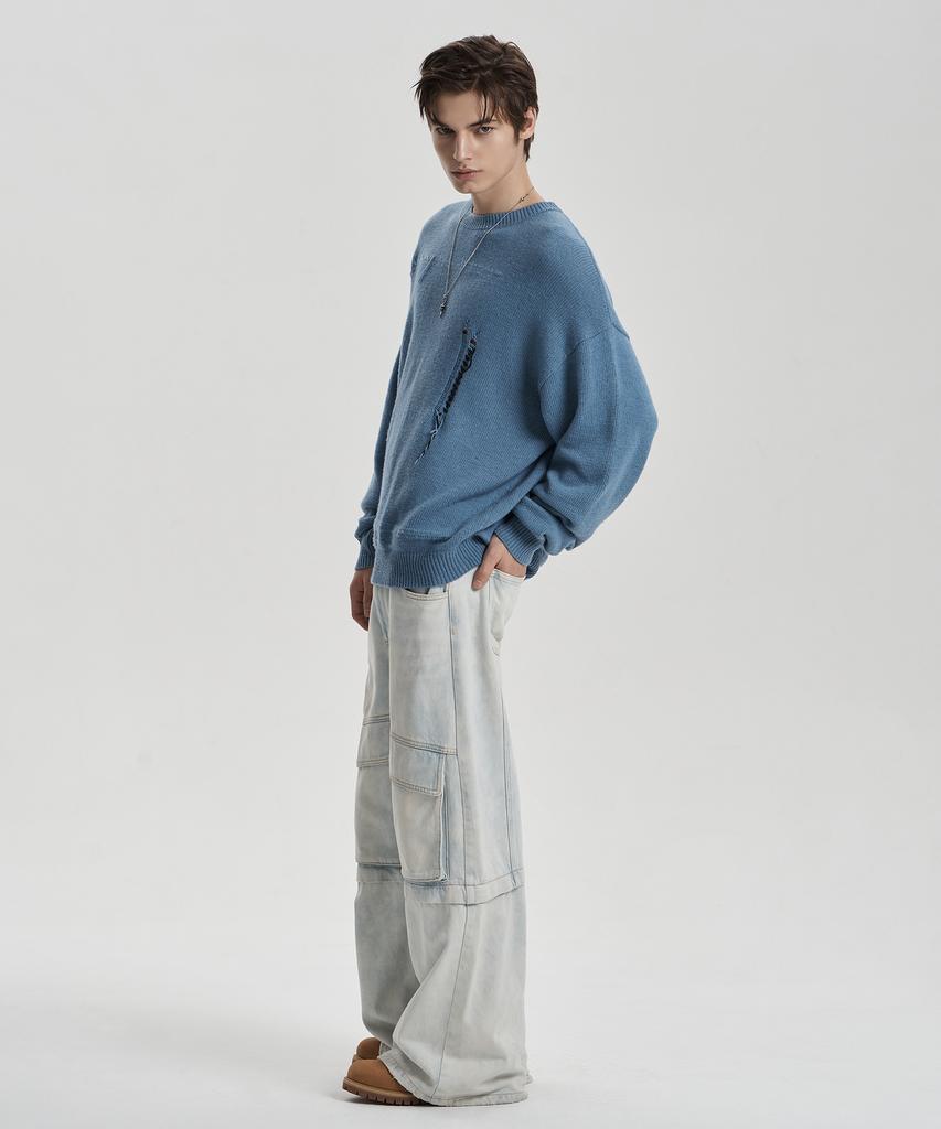 Jenyujeu Damaged Knit - Blue