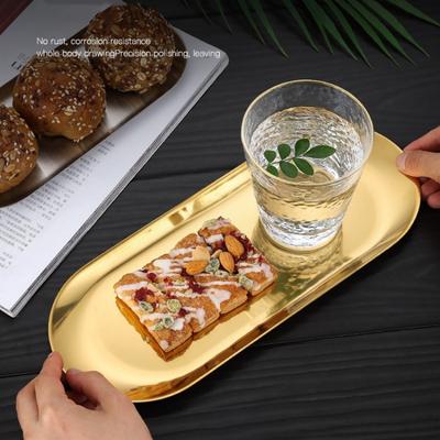 Nordic Ins Stainless Steel Storage Trays Dessert Snack Plate Nut Fruit Cake Tray Tea Tray Desktop Cosmetic Jewelry Pallet