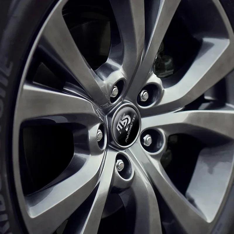 2025 Hot 4Pcs 56mm Car Emblem Logo Wheel Hub Cap Metal Stickers Accessories For Mazda 3 6 Atenza Axela Demio CX3 CX5 MP MS RX8 C