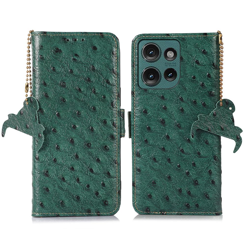 For Motorola Edge 50 Neo 5G/Moto S50 5G/Thinkphone 25 5G Case RFID Blocking Genuine Cow Leather Phone Case Ostrich Texture