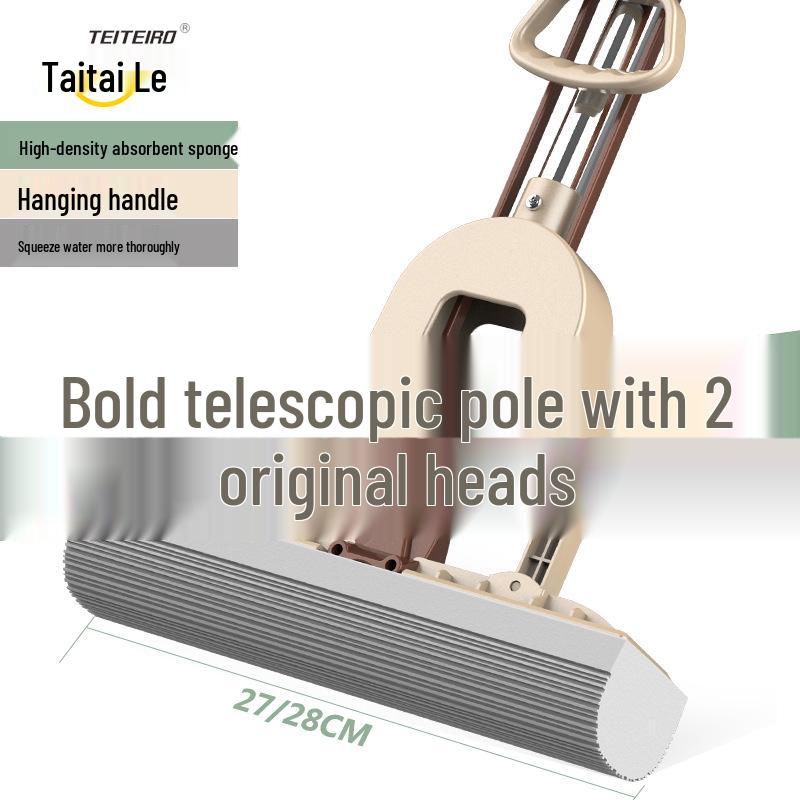 Totole Foldable Absorbent PVA Sponge Mop - Hands-Free, Large Squeeze Design for Easy Cleaning