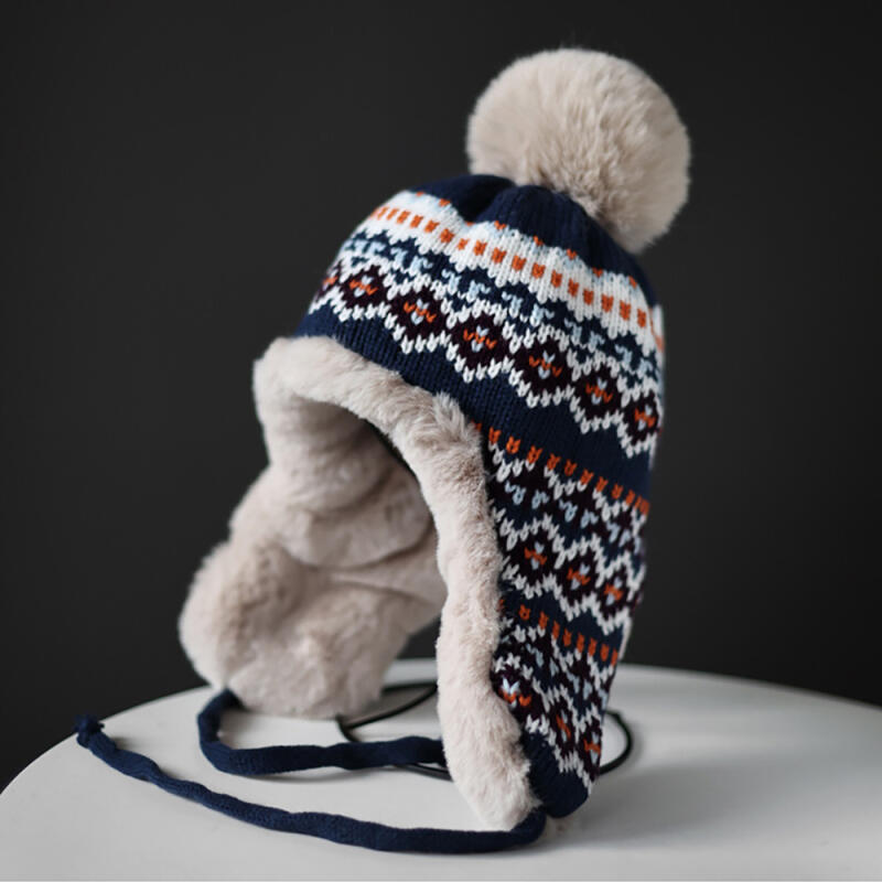 The Cap Angora Drop Knit Bonnet Hat 23FW Navy NAVY