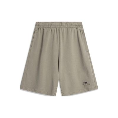 Li Ning Sports Lifestyle Series Solid Color Embroidered Logo Mid Waist Straight Casual Shorts Men Shorts Pomegranate-Yellow AKSU699-6