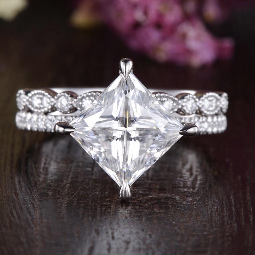 Women's Diamond Rings, Simple Square Diamond Accessories, Couple Rings