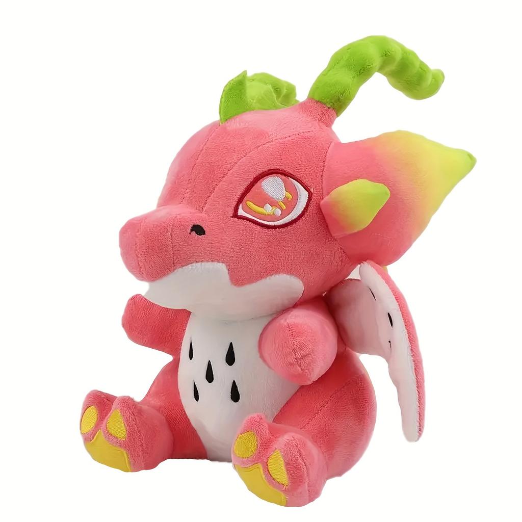 Adorable 9.84" Dragon Fruit Plush Toy - Soft Polyester Stuffed Animal in White/Red, Perfect Kawaii Gift for Youngsters