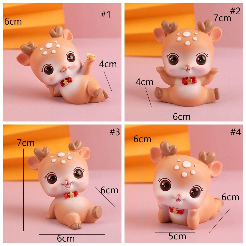 DIY Elk Miniature Figurines Resin Crafts Mini Deer Statue Cartoon Deer Figurines Home Car Decor