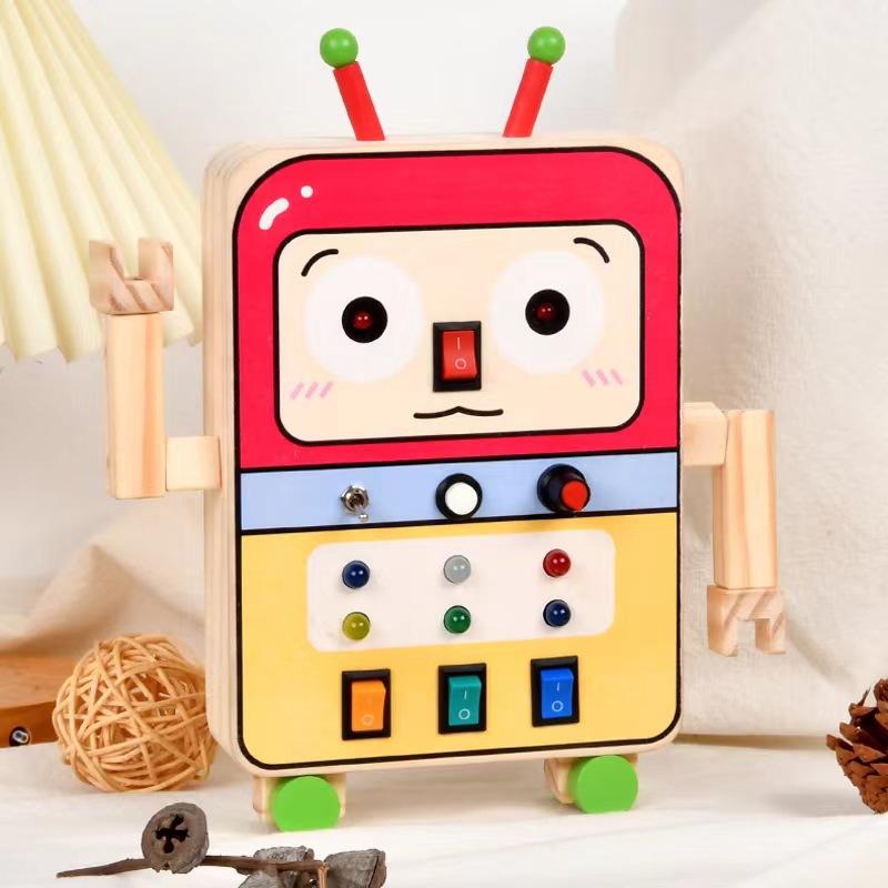 Children'S Simulation Switch Socket Led Circuit Board Montessori Early Education Analog Key Unlocking Busy Board Educational Toy