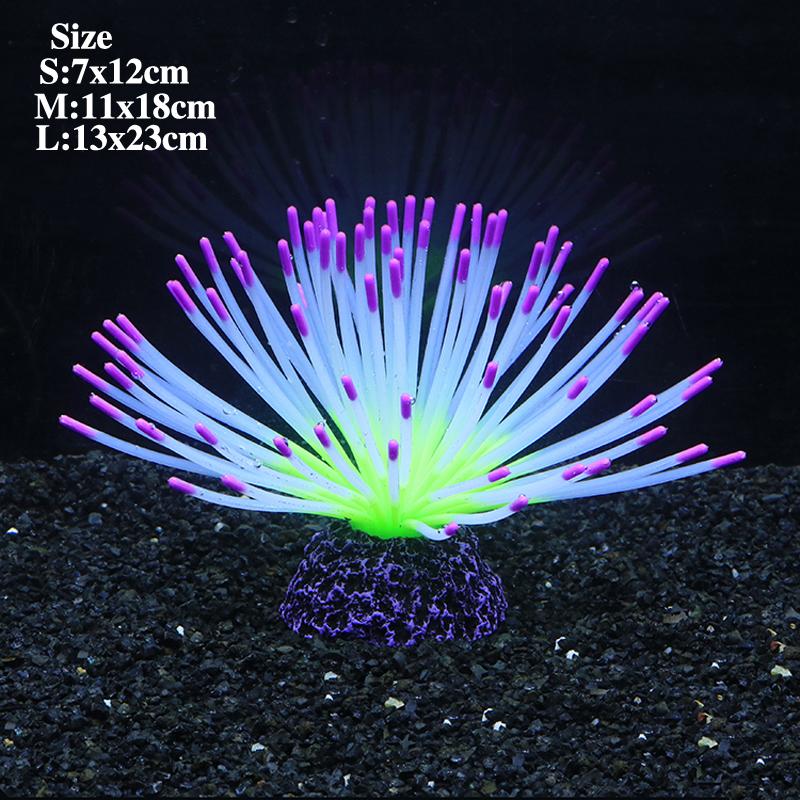 

Artificial Silicone Sea Urchin Ball Fluorescent Effect Decoration Aquarium Underwater World Fish Tank Landscape Ornament L фиолетовый