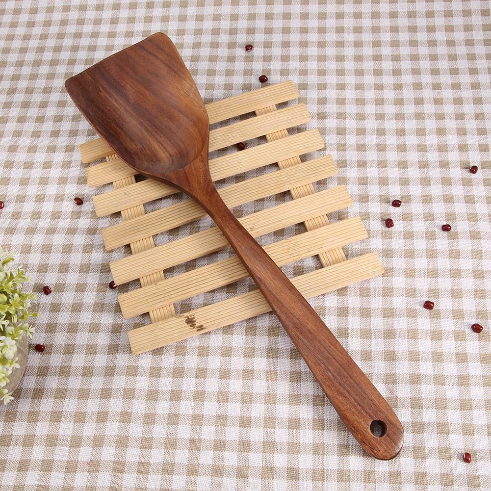 Natural Wooden Spatula Turner Fried Shovel Cooking Kitchen Utensils Shovel (31.5*7.5cm)