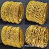 24k Gold Carved Buckle Bracelet: Fade-Resistant Women's Middle East Dubai Jewelry In Vietnamese Sand Gold