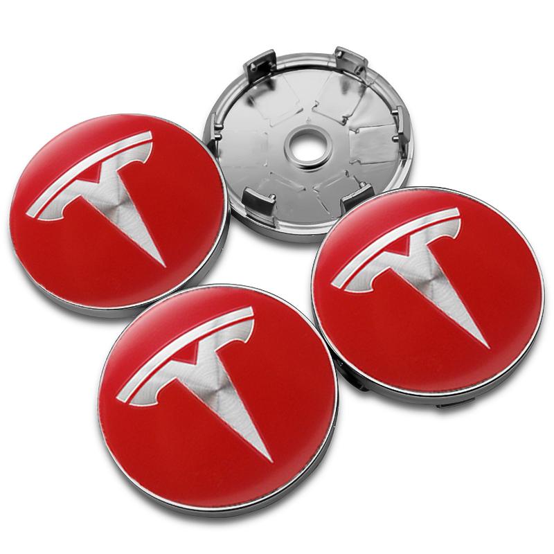 ALL1 4 Stück 56 60mm Auto Radnaben Kappe Reifenkappe 60mm Felgenabdeckung Aufkleber Abzeichen Emblem Zubehör Für Tesla Model 3 Model S X Model Y