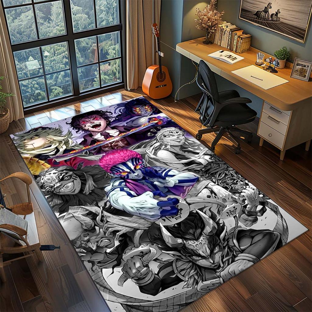 Demon Slayer Anime Rug Carpet Large Area Rug Non Slip Washable Floor Mat Gamer Room Bedroom Home Decor