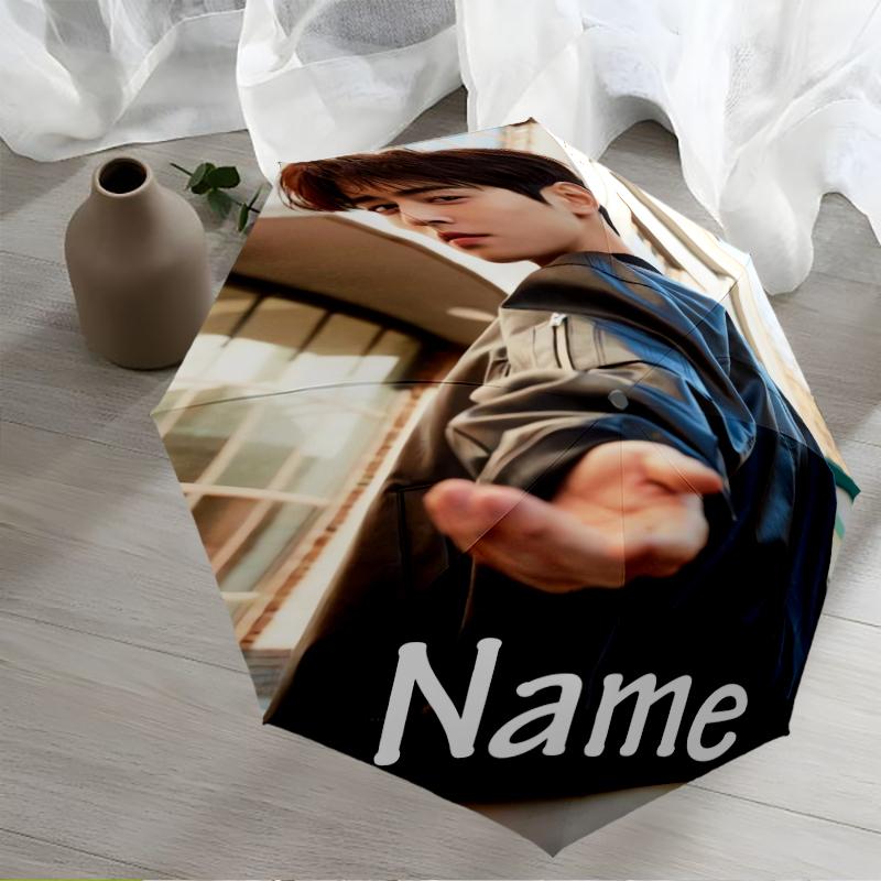 Paraguas Automático Personalizado con Nombre Tema Cha Eun-woo, Ligero y Portátil, 8 Varillas, Perfecto para Viajes al Aire Libre, Cumpleaños, Navidad, Regalos.
