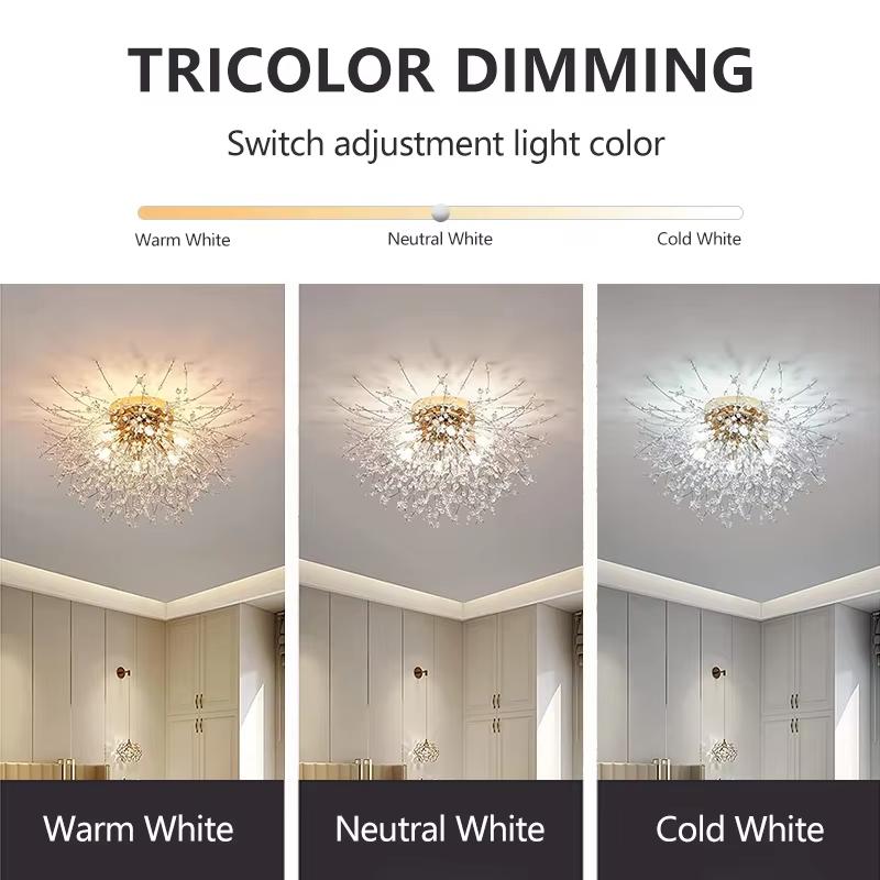 Nordic modern dandelion crystal chandelier ceiling light room home decoration light restaurant light bedroom 220V ceiling light