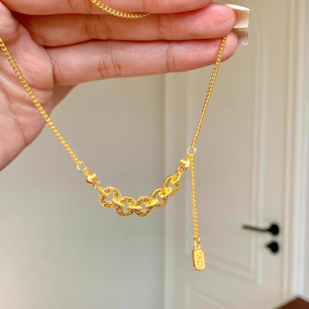 Exploding Crushed Ice Ice Five Emperors Copper Coins Sand Gold Necklace Lucky Treasure Bracelet Qian Duoduo Clavicle Chain Female