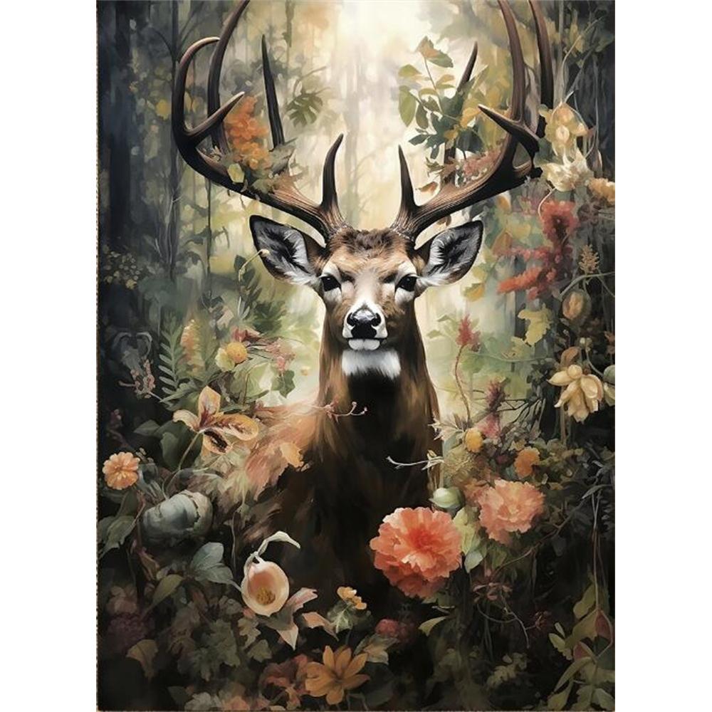 Forest Animals Butterfly Bat Plants Flowers Canvas Wall Art Nature Diamond Painting Decor Vintage Dark Skeleton Pumpkin Halloween