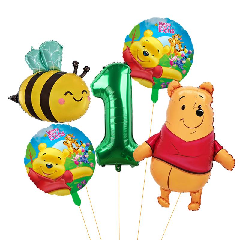 5 unidades Balão de Abelha Desenho Animado Winnie The Pooh Suprimentos para Festa Winnie Balões de Festa de Urso para Chá de Bebê Decorações de Festa de Aniversário