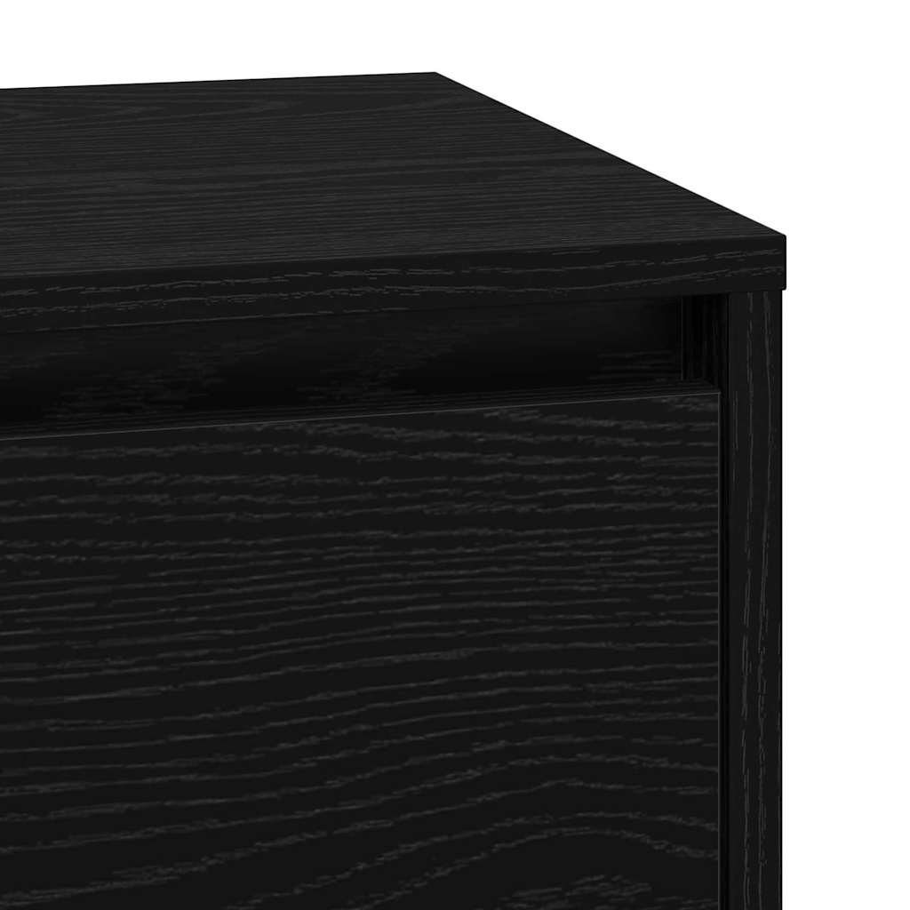Nightstand Black Oak Effect 39 x 34.5 x 65 cm Engineered Wood