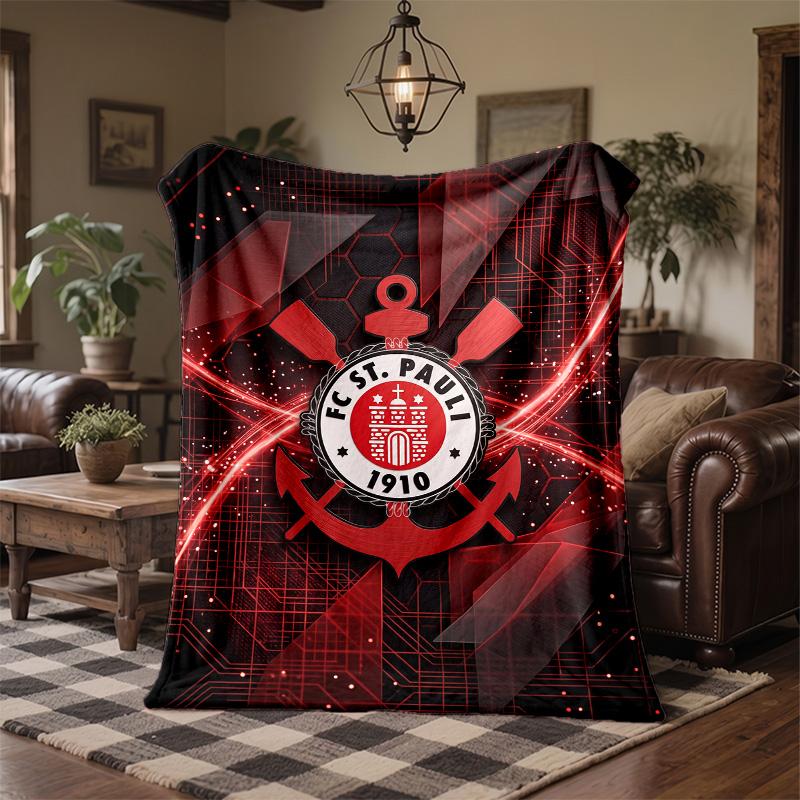FC St. Pauli Football Print Flannel Blanket Soft Warm Sofa Bed Throw Blanket For Home Office Bedroom