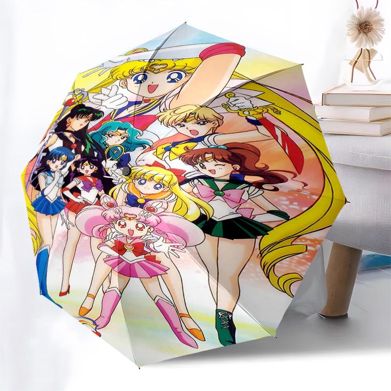 1pc Sailor Moon Umbrella Automatic Opening & Closing, Portable 3-Fold Design, 8-Bone Iron Frame, Outdoor Umbrella, Ideal Gift for Fans, Travelers, Dai