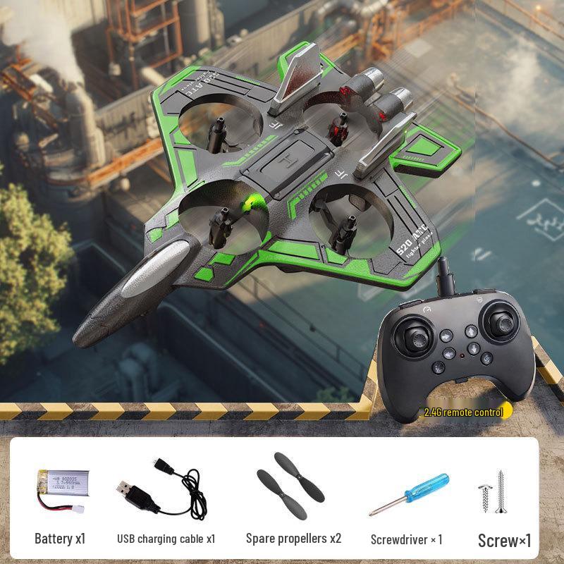 

Crash-Resistant Remote Control Foam Drone with Lights & Camera - 4-Axis Model Fighter Airplane with Obstacle Avoidance for Kids Factory Config: One Body Battery