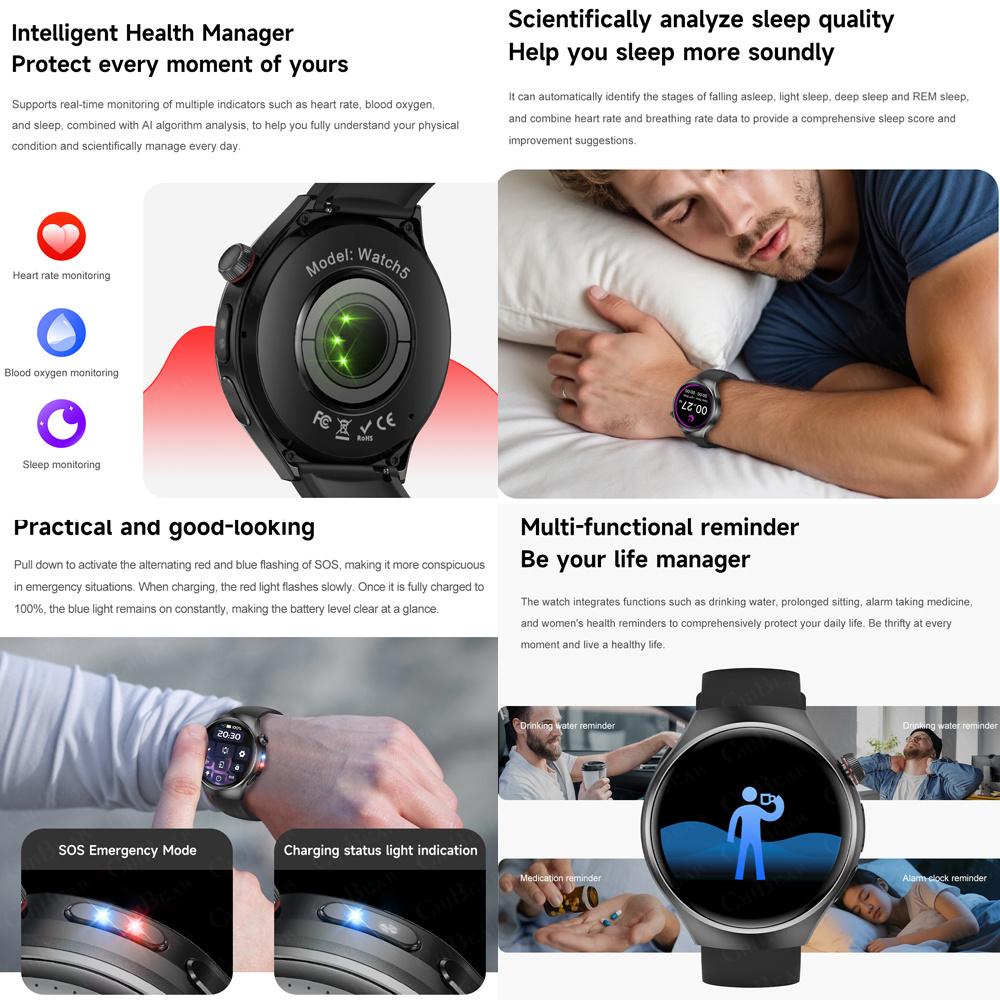 WATCH 5 Pro GPS NFC Smart Watch Men 360*360  Screen Heart Rate Bluetooth Call IP68 Waterproof Women Smartwatch  New