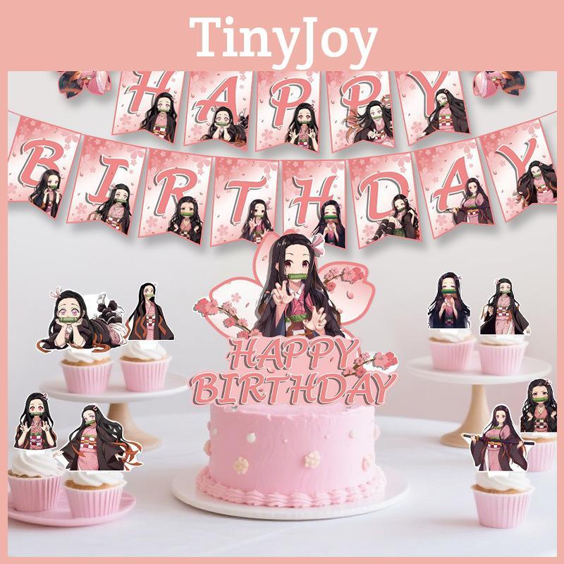 Slayer Demon Kimetsu No Yaiba Children Party Decorations Balloons Toppers Cake