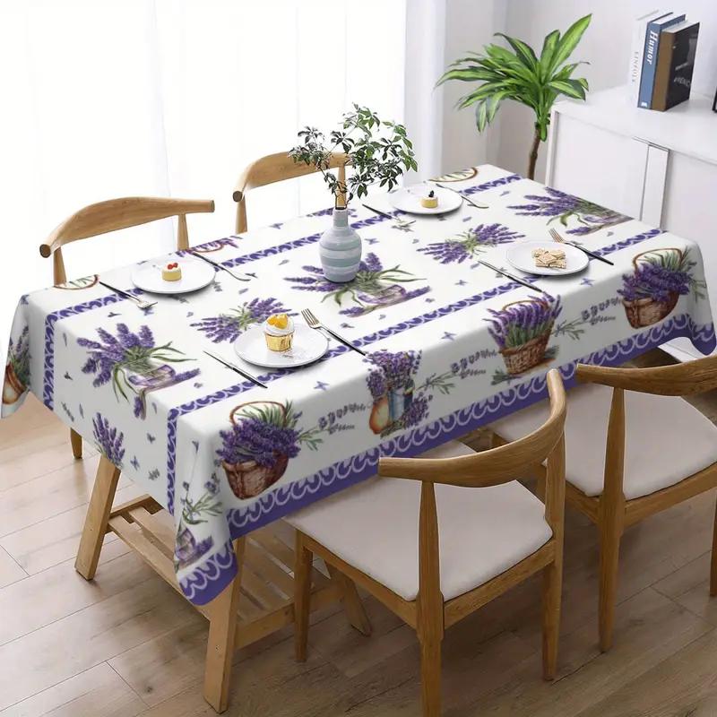 Paarse Lavendel Vlinder Rechthoekige Tafelkleed Bruiloft Feest Decor Zomer Bloemen Print Polyester Tafelkleed voor Tafel Decoratie 140x140cm