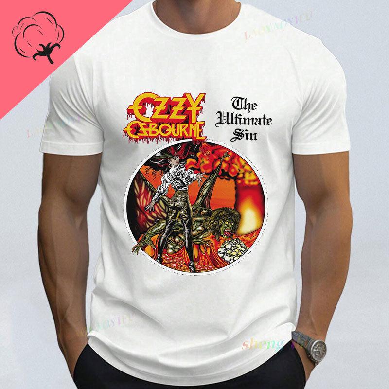 

Camisetas Ozzy Osbourne The Ultimate Sin 2 Side Printed Tshirt 100Cotton Vintage Graphic Tee Unisex Women Summer Camisa Clothing S