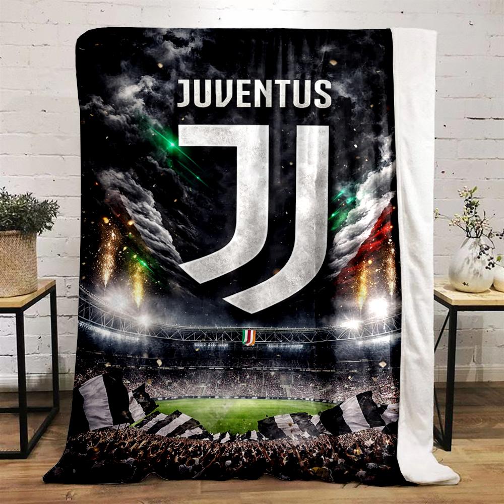 Juventus Logo with Stadium Background Warm Blanket Flannel Blanket for Bedroom, Living Room, Sofa, and Nap Sofas