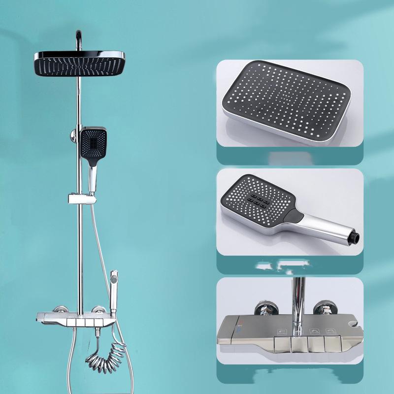 

Набор для душа с ключом от пианино, настенный смеситель для ванной комнаты, роскошный теплый и холодный черный смеситель для душевой системы серебряный