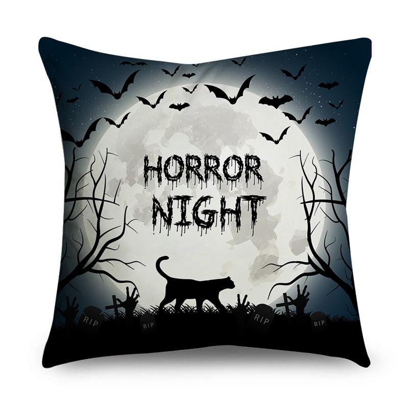 Halloween Theme Horror Pumpkin Print Pattern Cushion Cover Home Living Room Sofa Decoration Polyester Zipper Pillow Pillow Cover