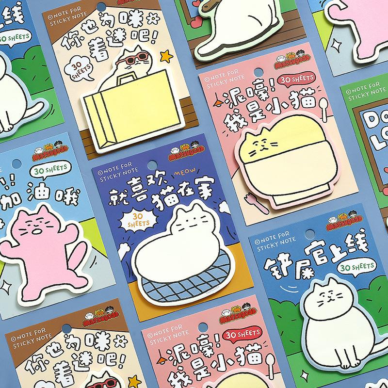 30sheets Cute Student Cat Post Notes Cute Student Message Memo Record N Times Posted Memo Pad Writing Pads School Supplies